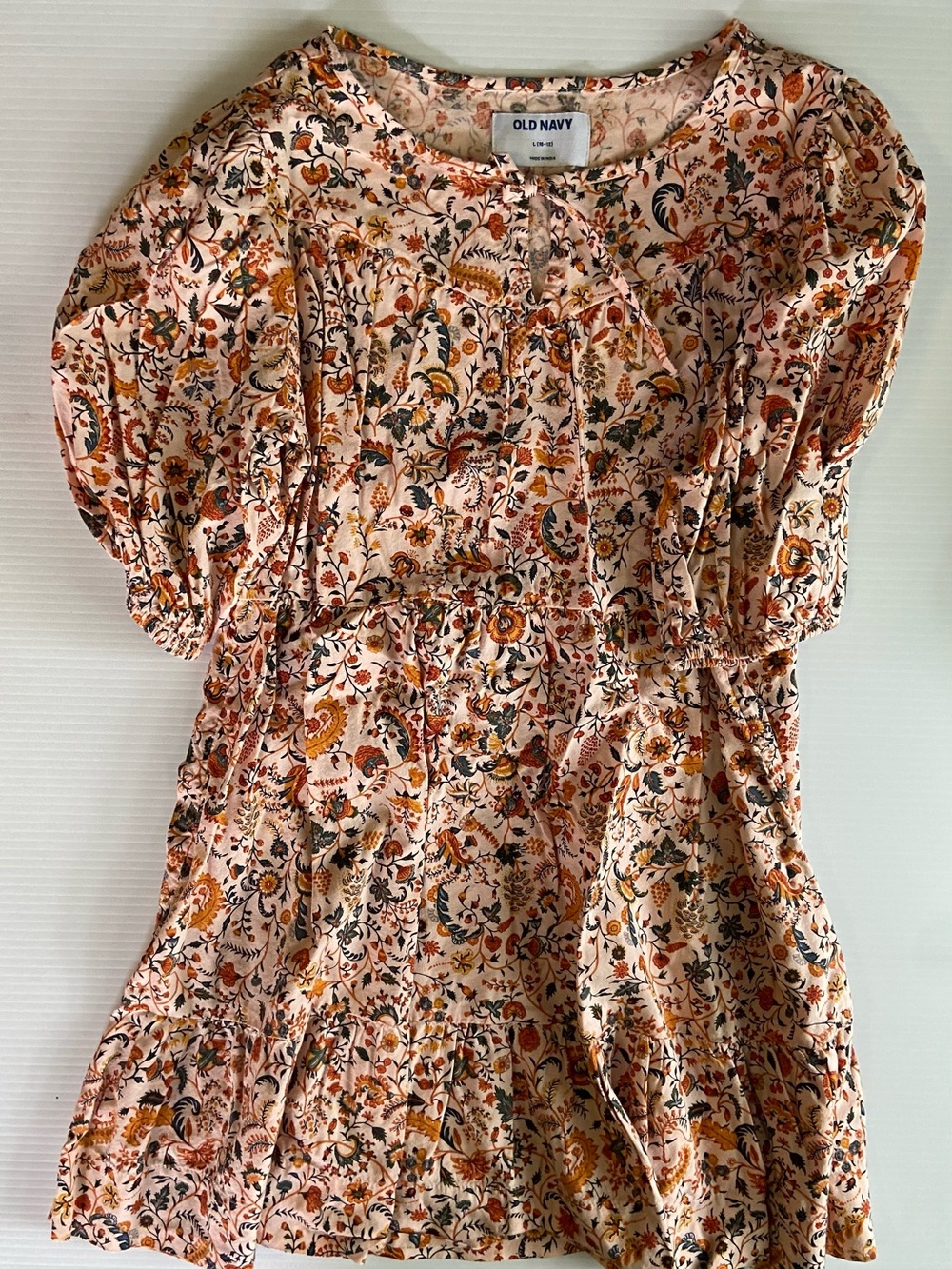 Old Navy Peach Floral Smocked Waist Dress